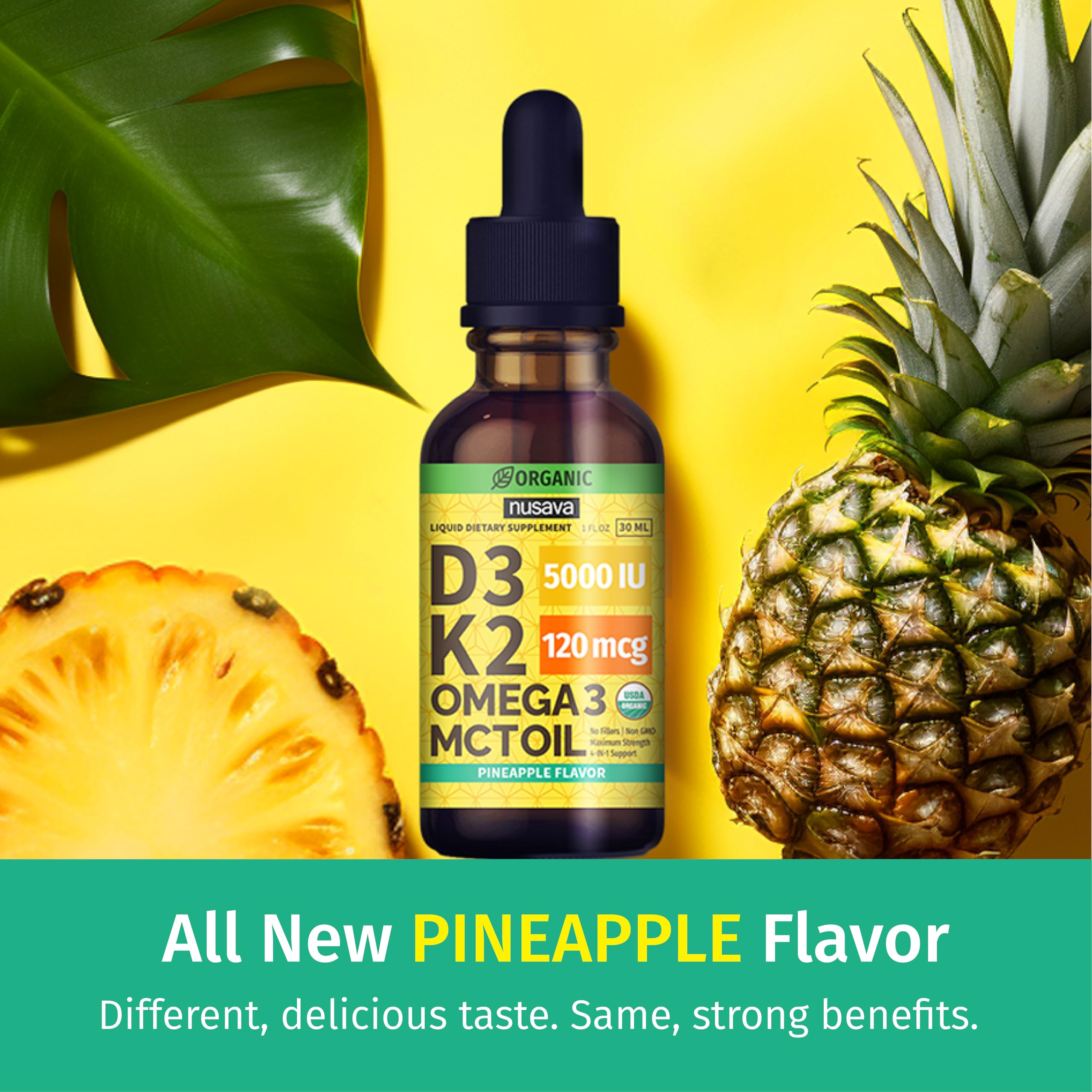 NUSAVA Liquid Vitamin D3 K2 Supplement bottle back view