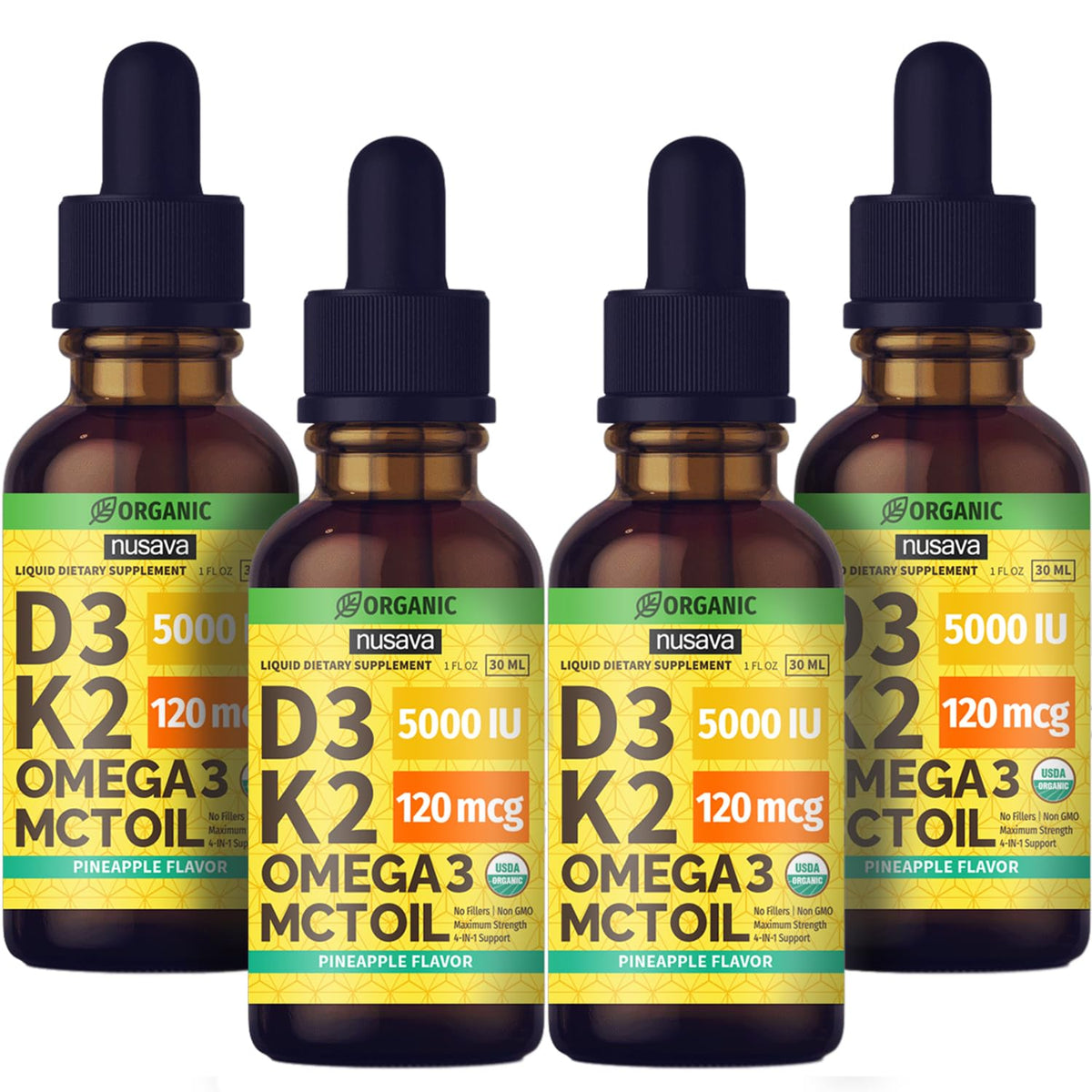 NUSAVA Liquid Vitamin D3 K2 Supplement bottle front view