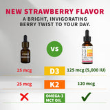 NUSAVA Liquid Vitamin D3 K2 Supplement bottle side view