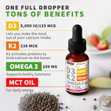 NUSAVA Liquid Vitamin D3 K2 Supplement dropper close-up