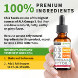 NUSAVA Liquid Vitamin D3 K2 Supplement with measuring spoon