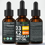 NUSAVA Liquid Vitamin D3 K2 with Omega-3 on a wooden table