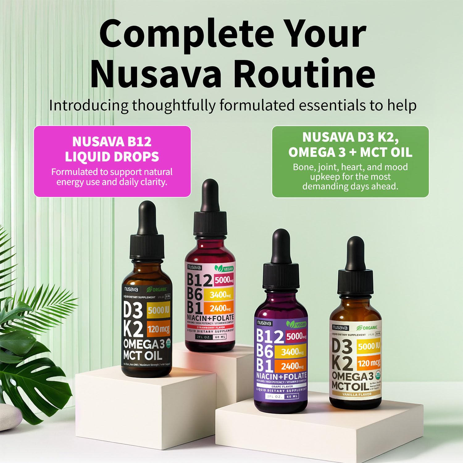 NUSAVA Vitamin B12 Drops 5000mcg back label