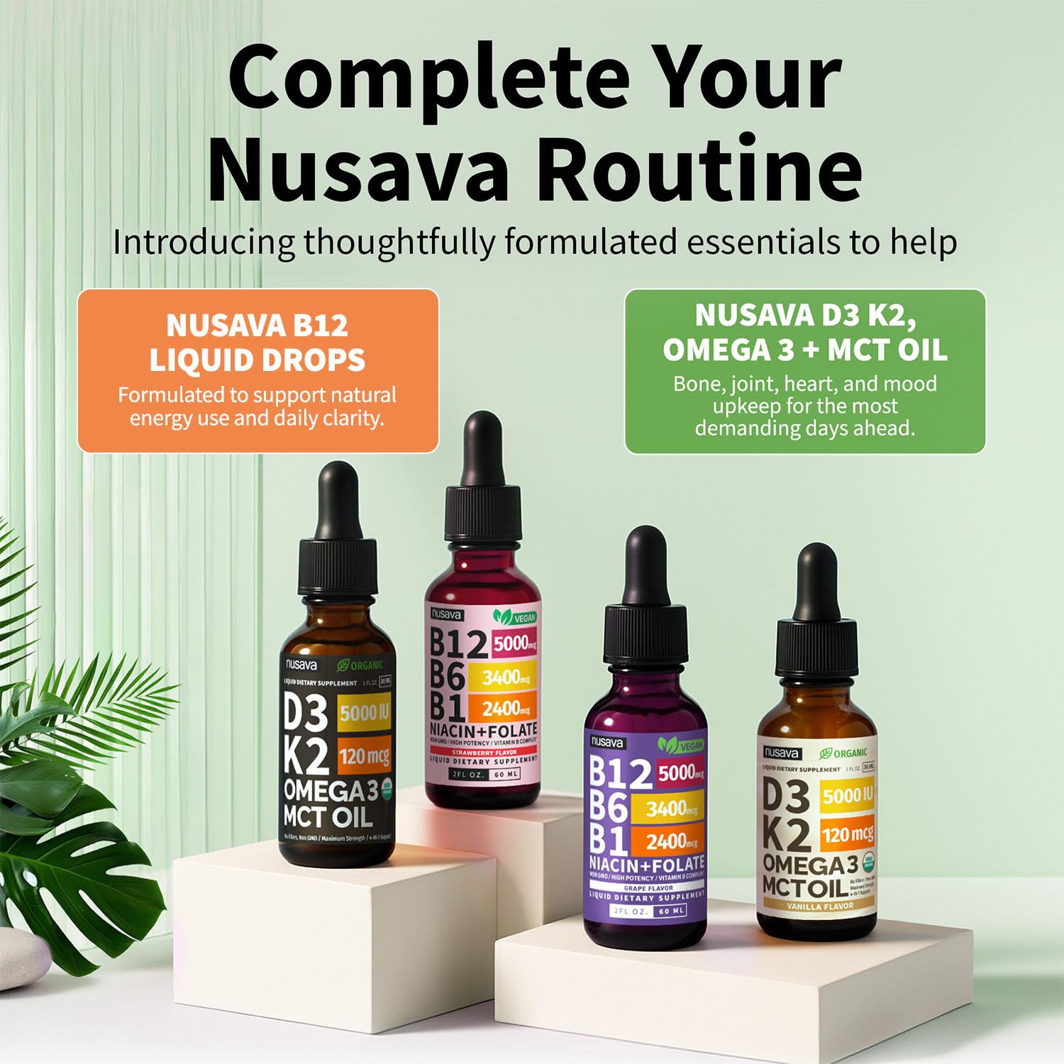 NUSAVA Vitamin B12 Liquid Drops 5000mcg packaging details