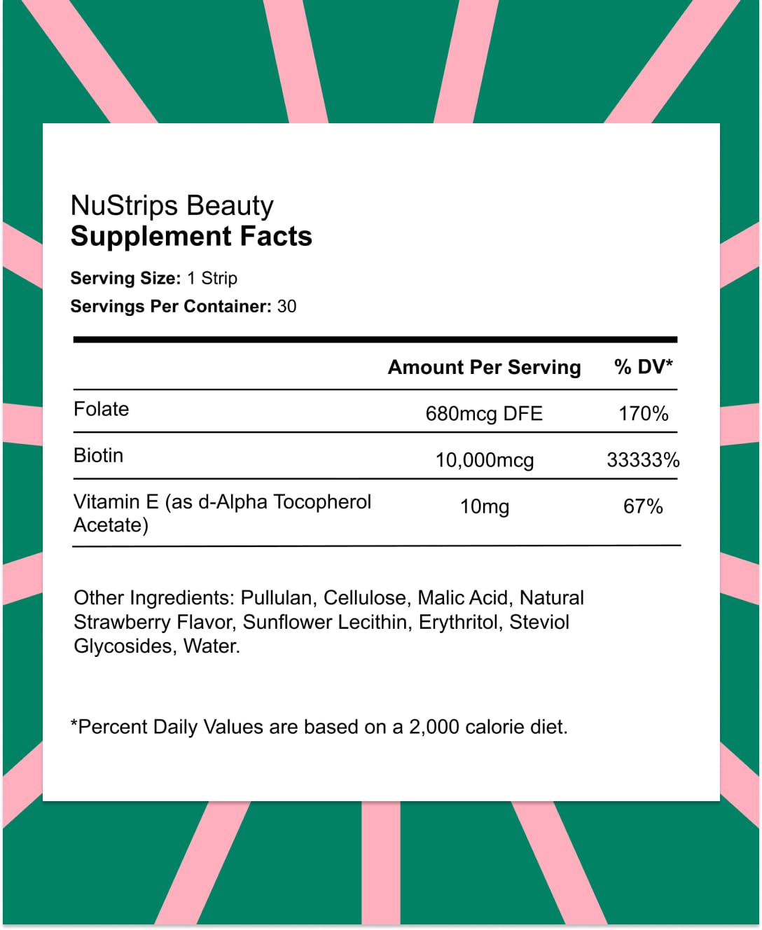 NuStrips Biotin Beauty Vitamins side view showing strip