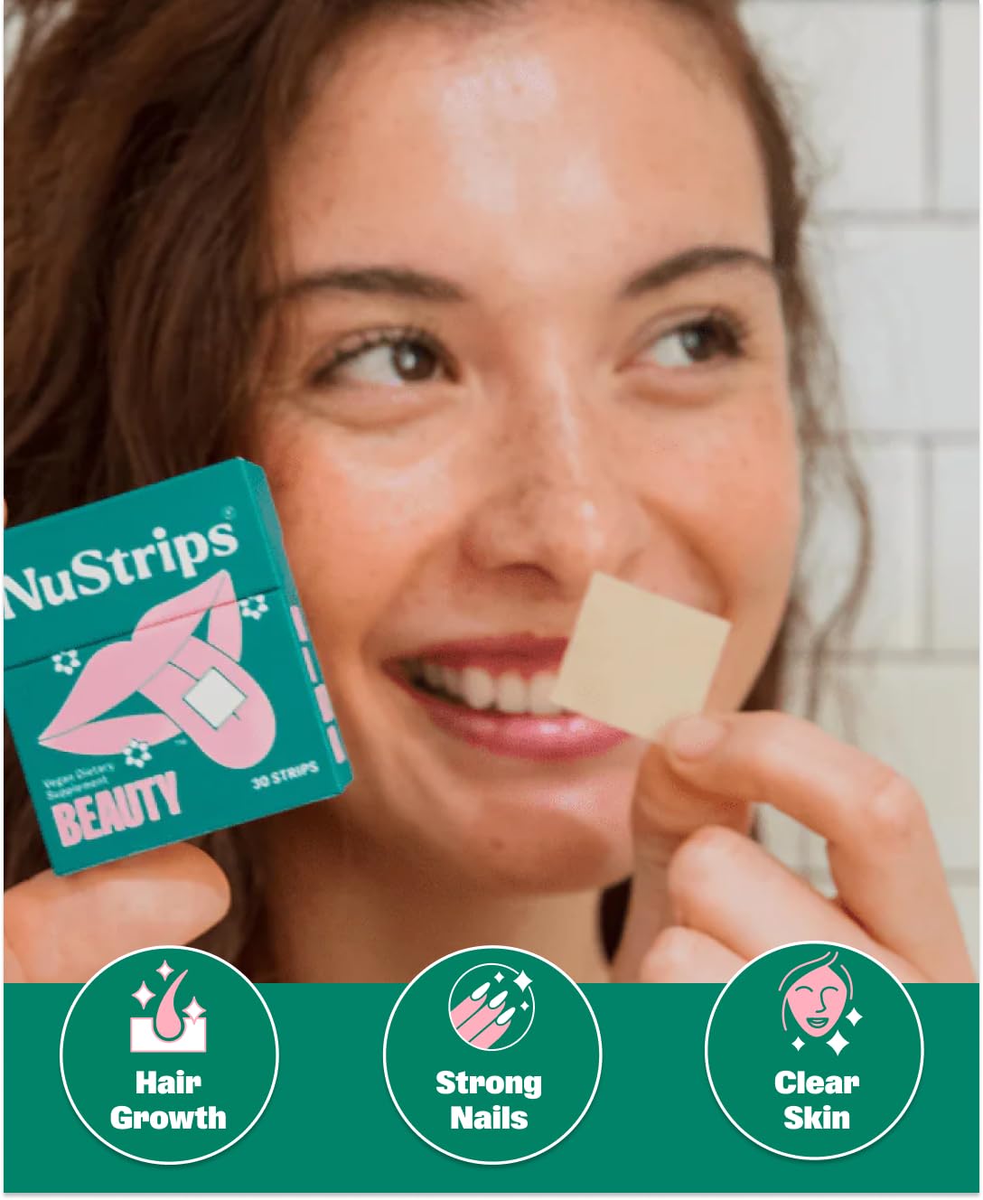 NuStrips Biotin Beauty Vitamins strawberry flavour strips