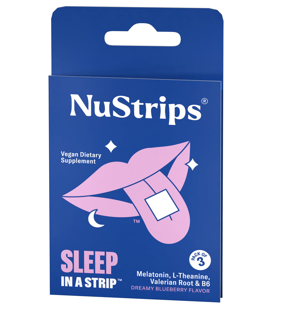 NuStrips Fast-Dissolving Sleep Strips packaging front view