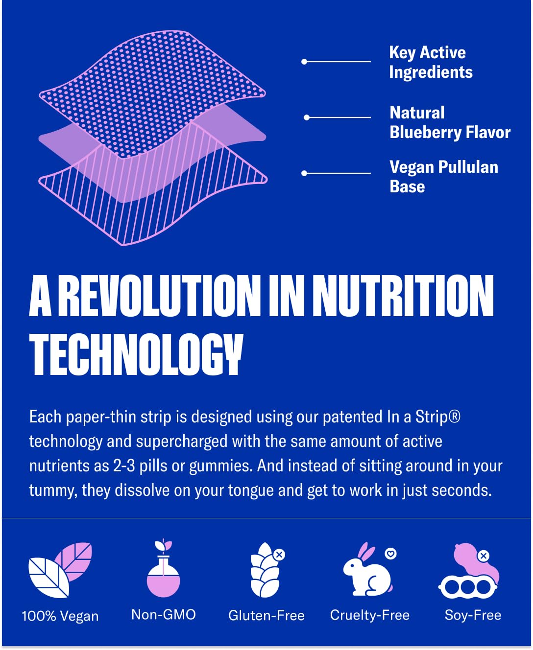 NuStrips Fast-Dissolving Sleep Strips with ingredients listed