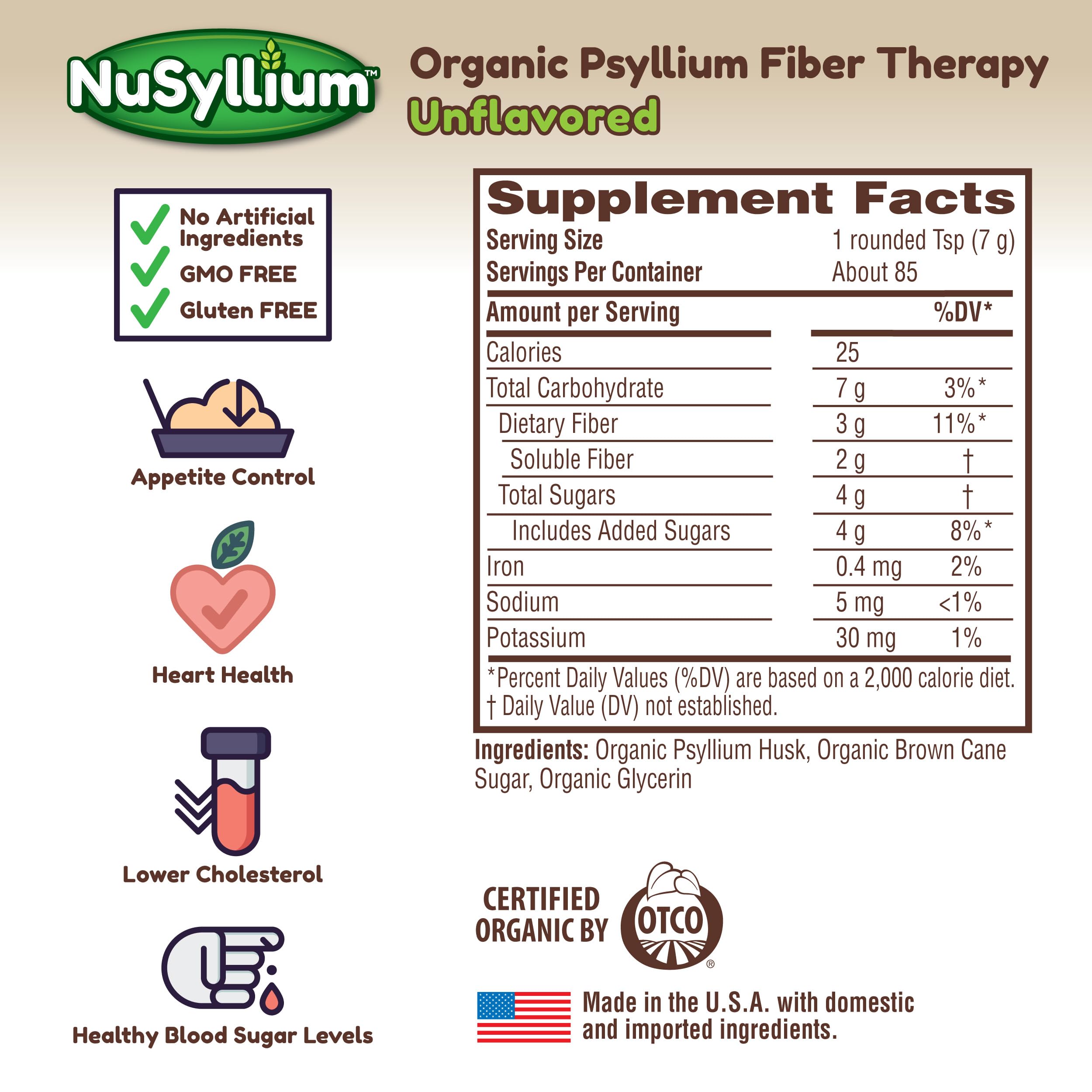 NuSyllium Organic Psyllium Husk Powder 539g packaging