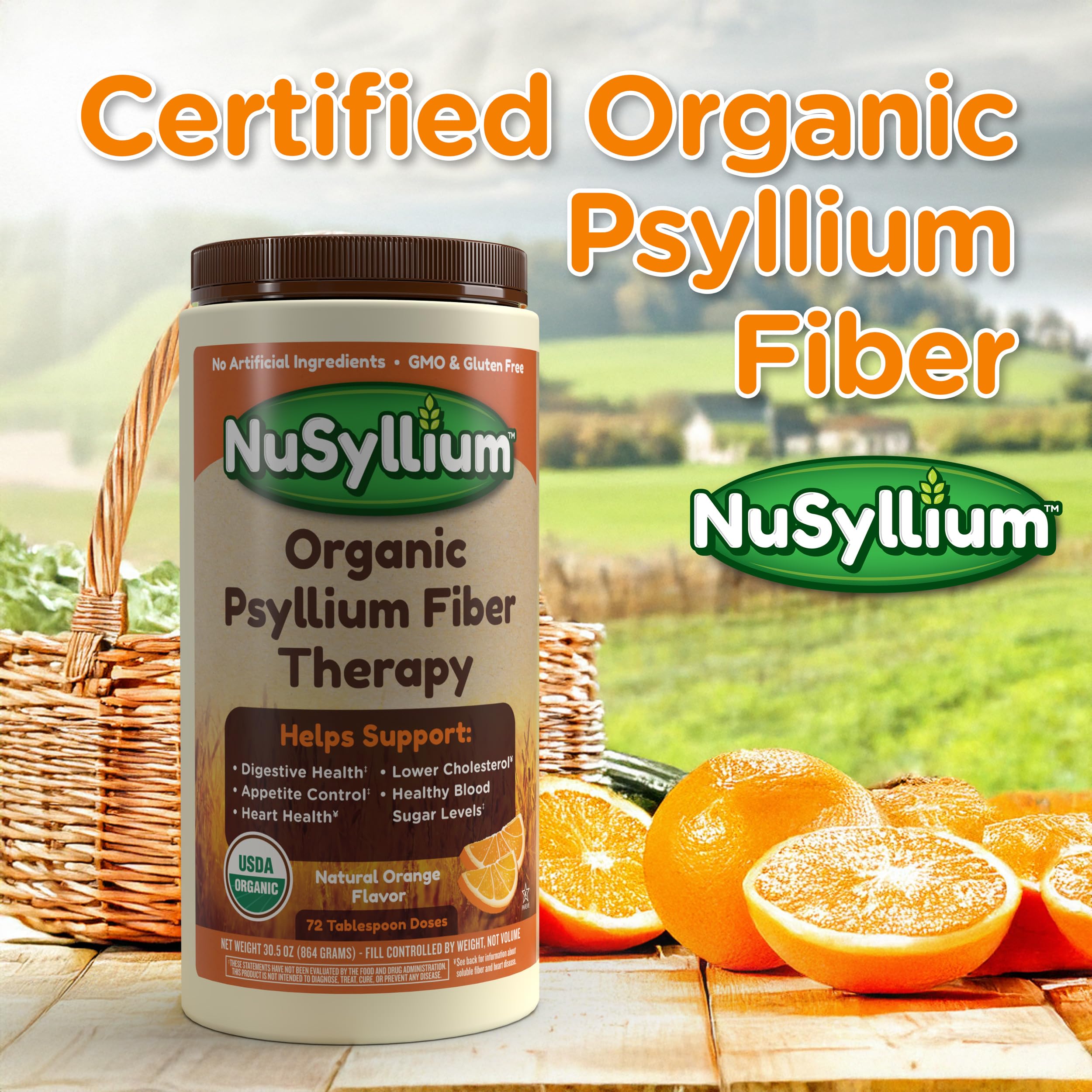 NuSyllium Organic Psyllium Husk Powder on a kitchen counter