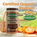 NuSyllium Organic Psyllium Husk Powder on a kitchen counter