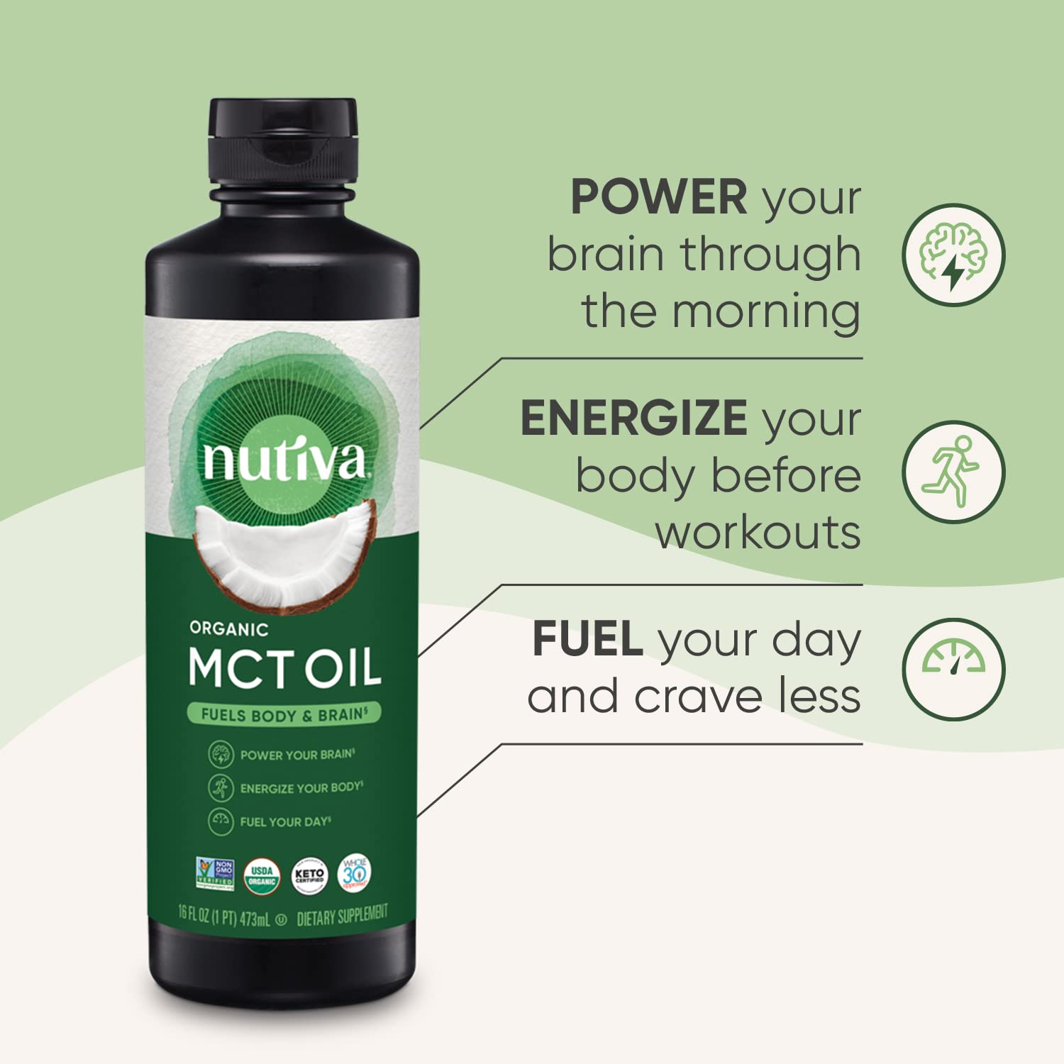 Nutiva Organic MCT Oil 16 Fl Oz back view