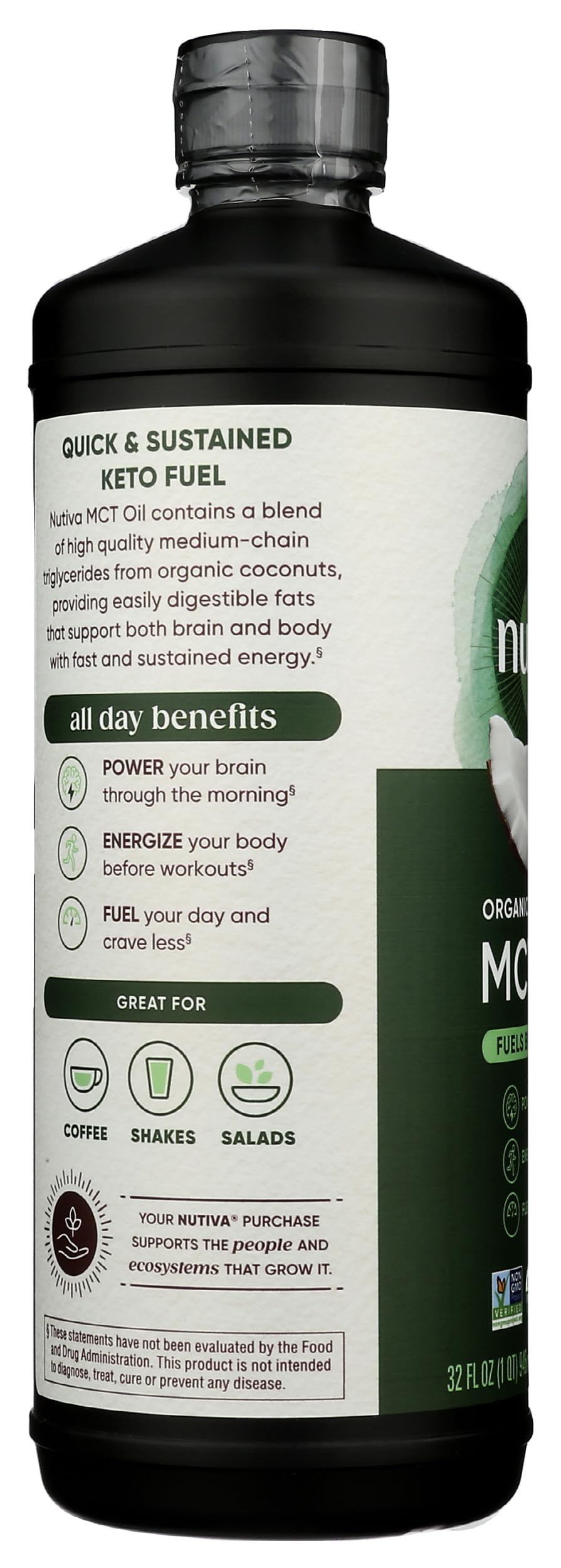 Nutiva Organic MCT Oil 699g close-up of cap