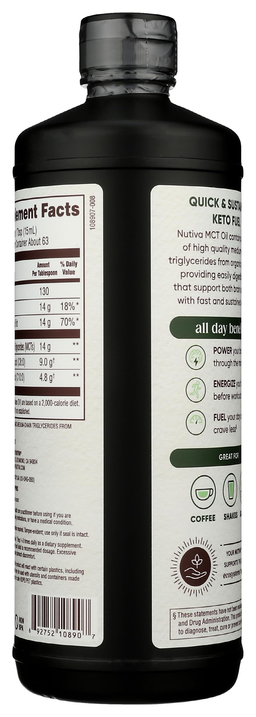 Nutiva Organic MCT Oil 699g packaging