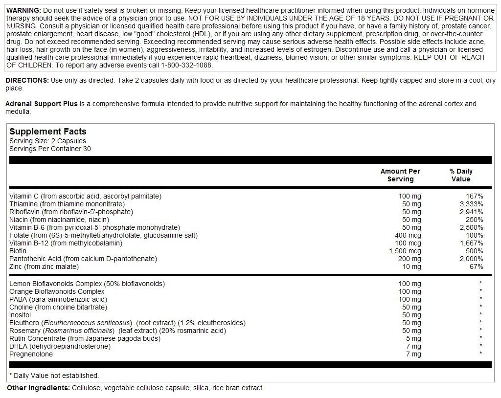 Nutra BioGenesis Adrenal Support Plus 59g side view