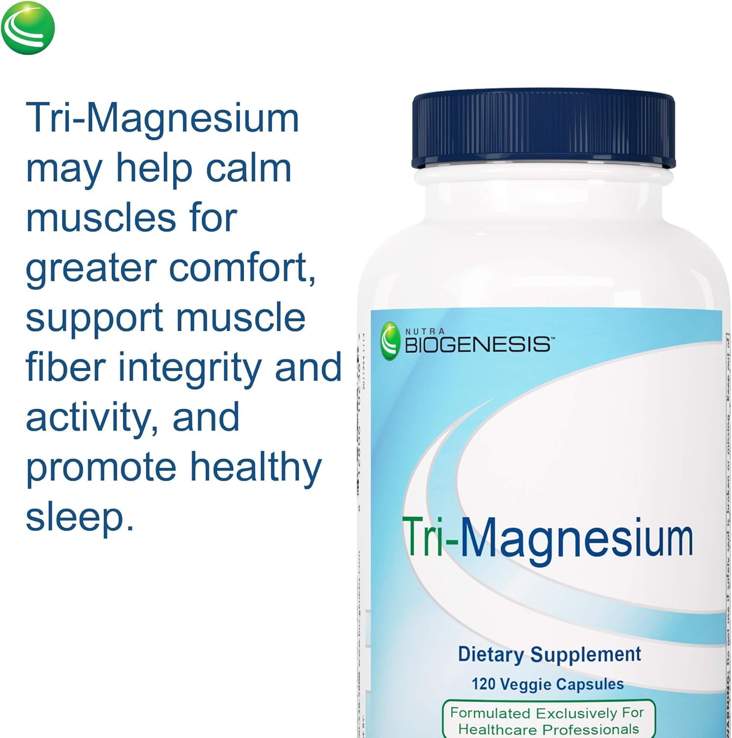 Nutra BioGenesis Tri-Magnesium Complex 100mg Capsules with a measuring spoon