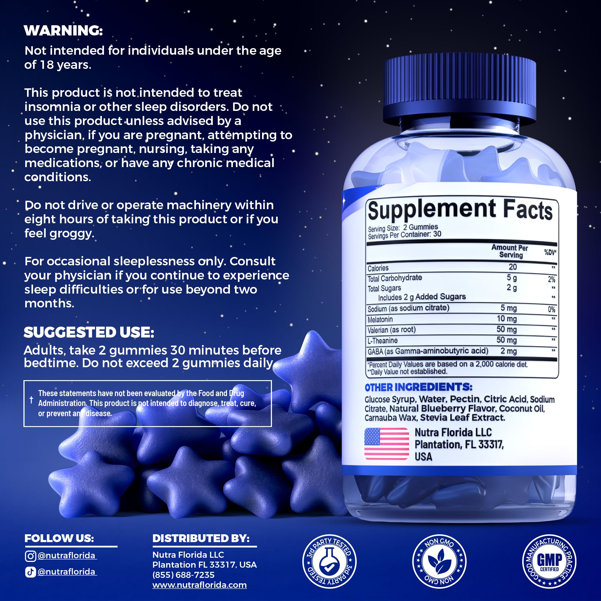 Nutra Florida Melatonin Gummies 10mg close-up of gummies