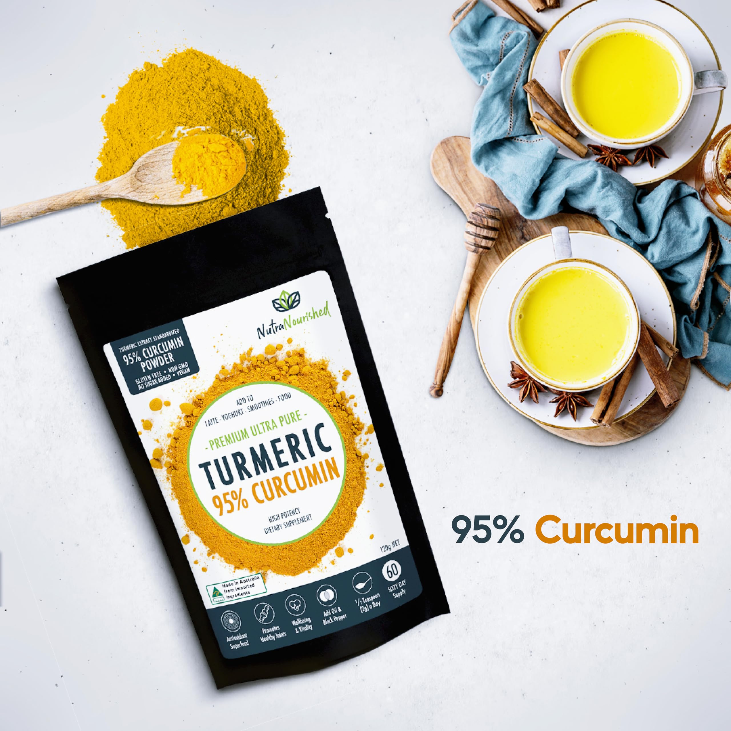 Nutra Nourished Curcumin Powder mixed in yogurt