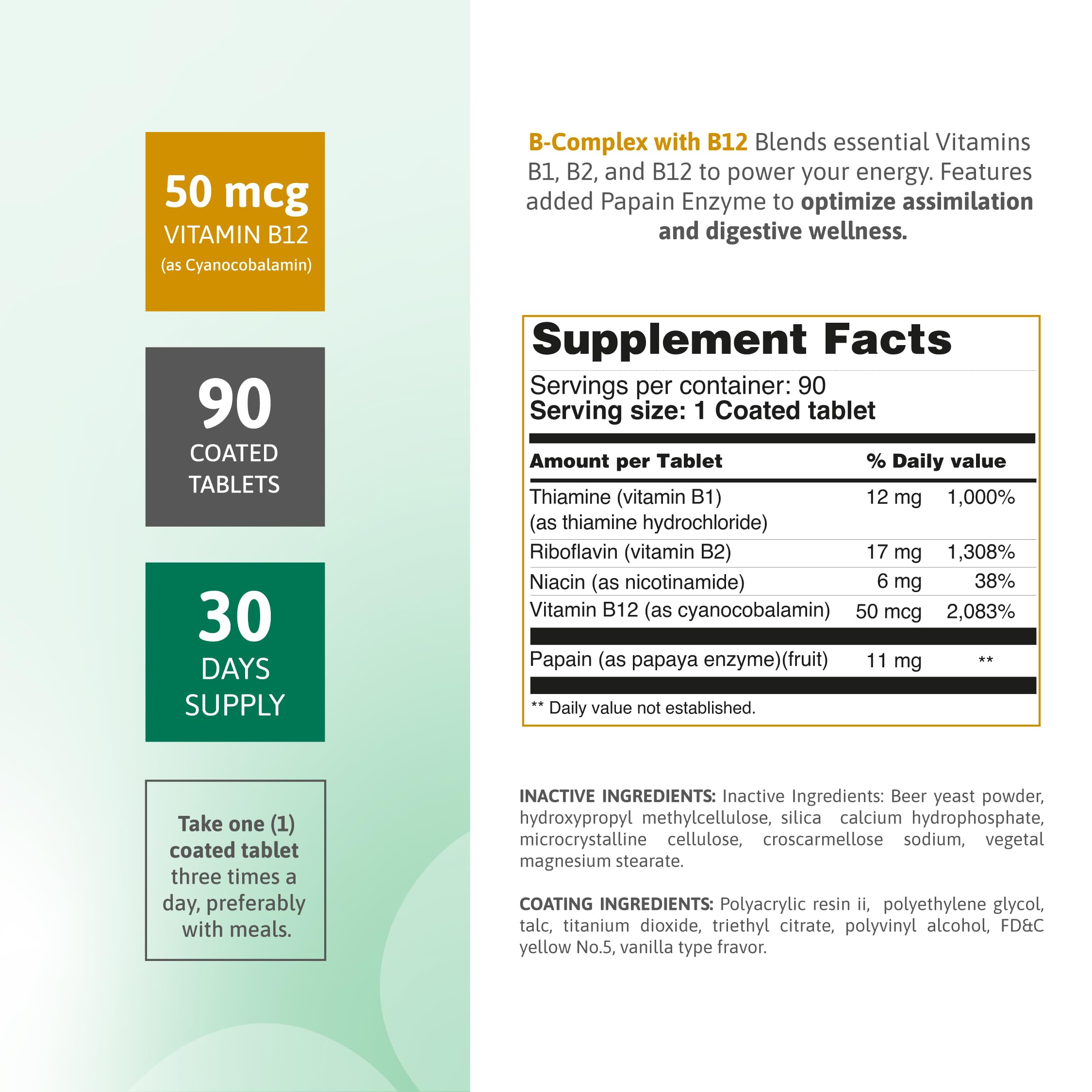 Nutra Nutrition B-Complex Vitamin Supplement side view with label