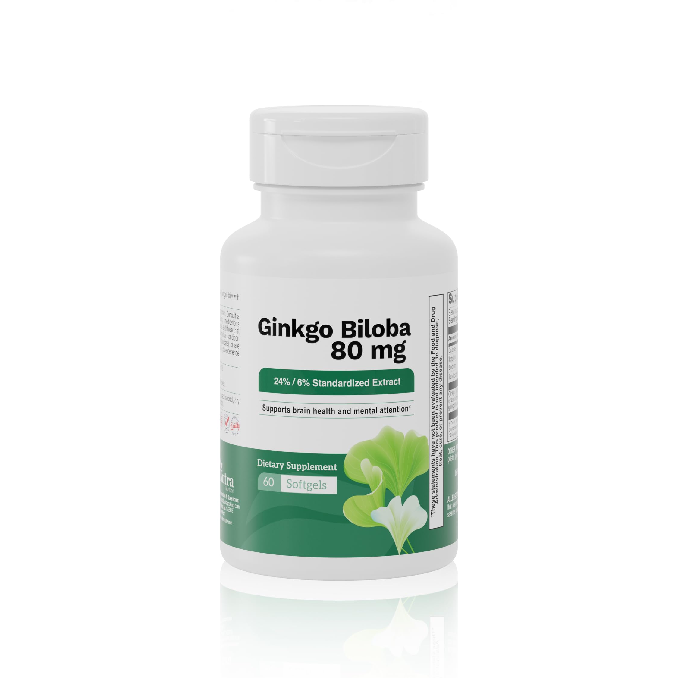 Nutra Nutrition Ginkgo Biloba Softgels 80mg front view