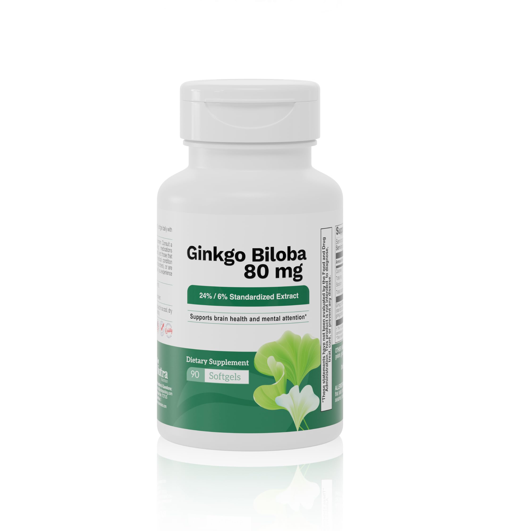 Nutra Nutrition Ginkgo Biloba Softgels front view with packaging