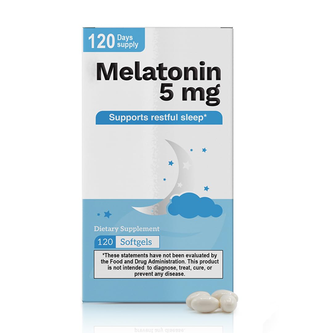 Nutra Nutrition Melatonin Softgels 5 mg on a wooden table