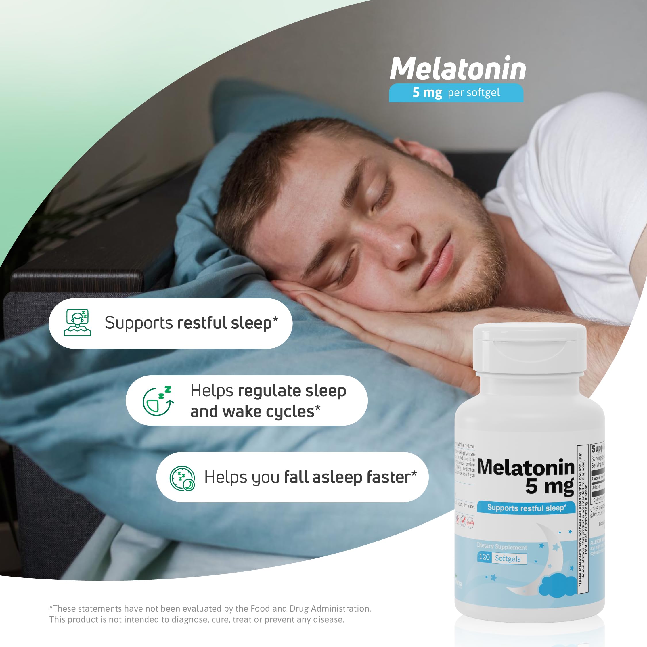 Nutra Nutrition Melatonin Softgels 5 mg side view