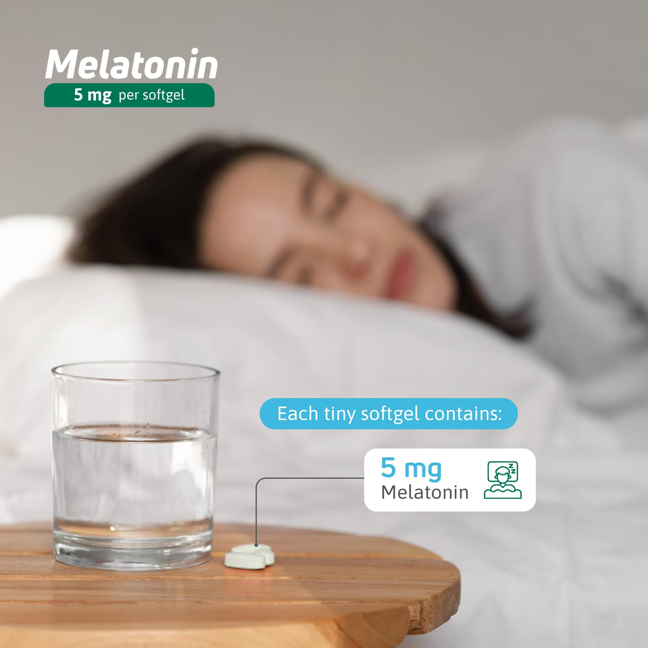 Nutra Nutrition Melatonin Softgels 5 mg with dosage information