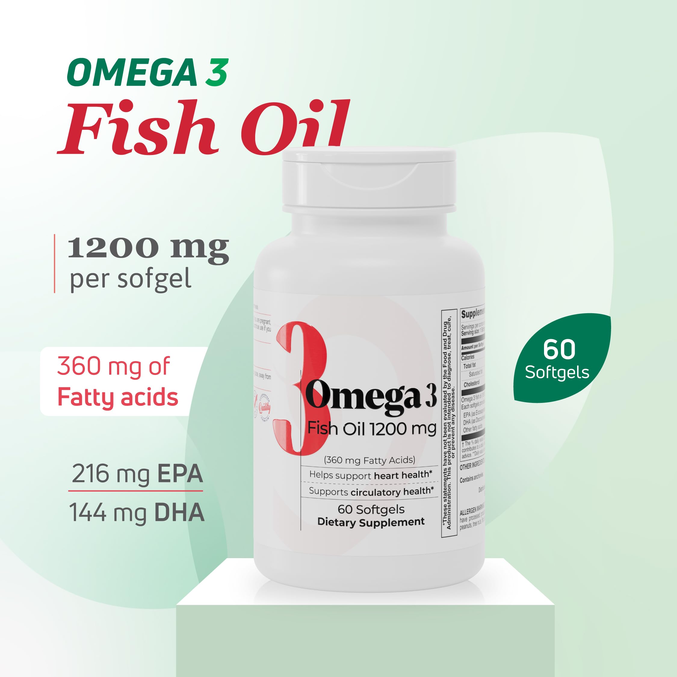 Nutra Nutrition Omega-3 Fish Oil Softgels 1200mg back view