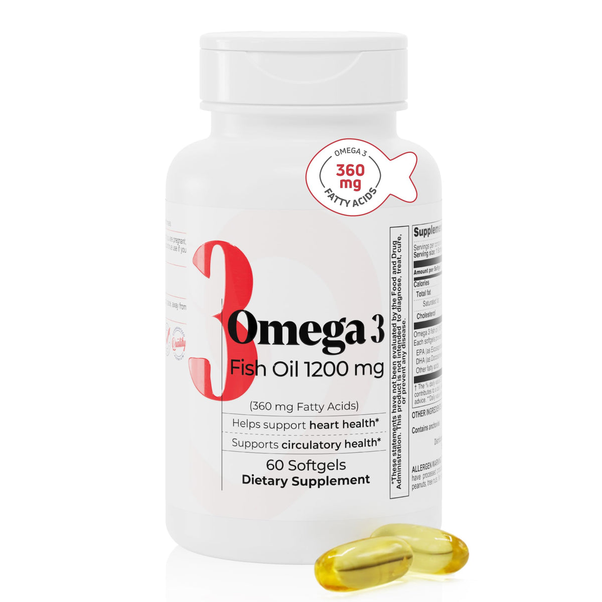 Nutra Nutrition Omega-3 Fish Oil Softgels 1200mg front view