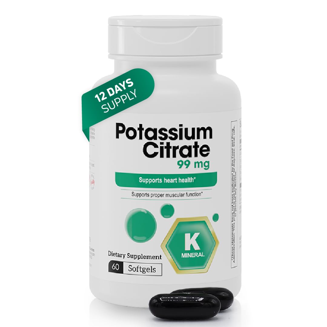 Nutra Nutrition Potassium Citrate Softgels 60 count bottle front view