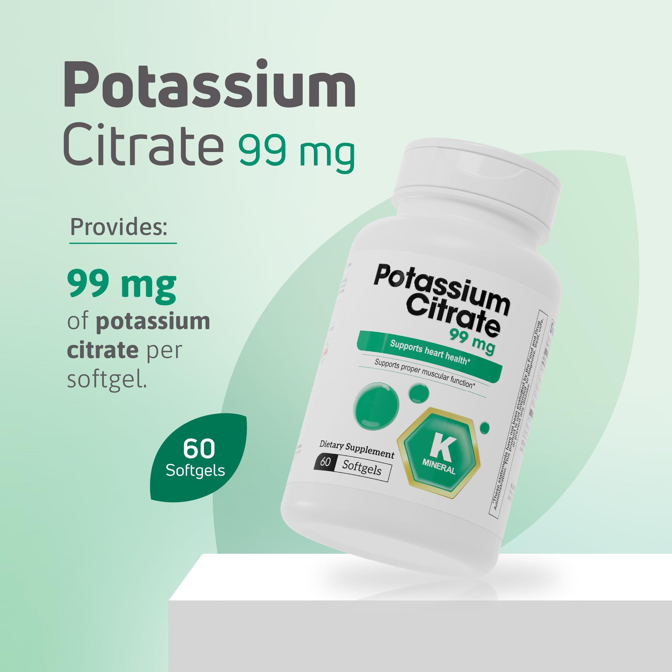 Nutra Nutrition Potassium Citrate Softgels on a kitchen counter