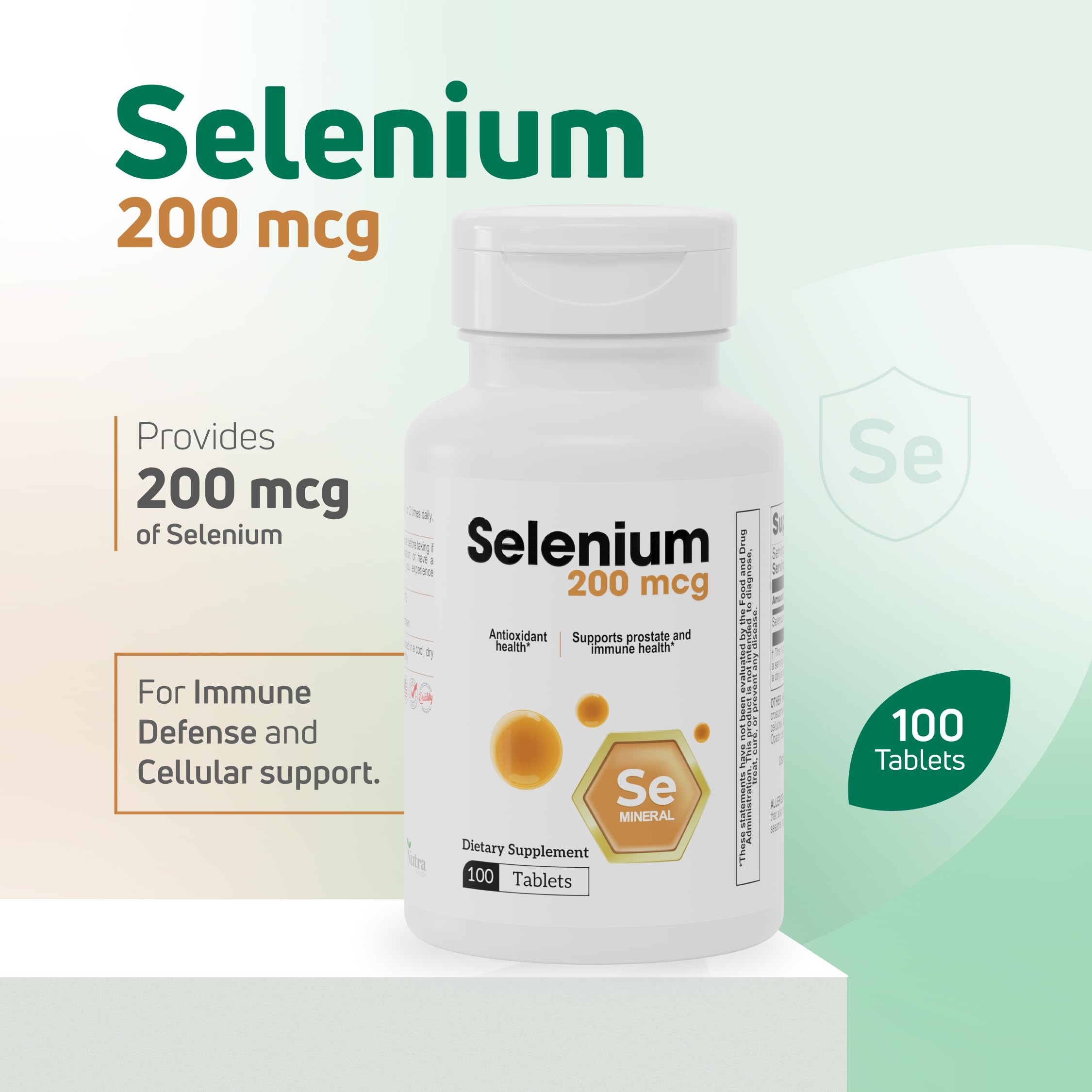 Nutra Nutrition Selenium 200 mcg Tablets back view