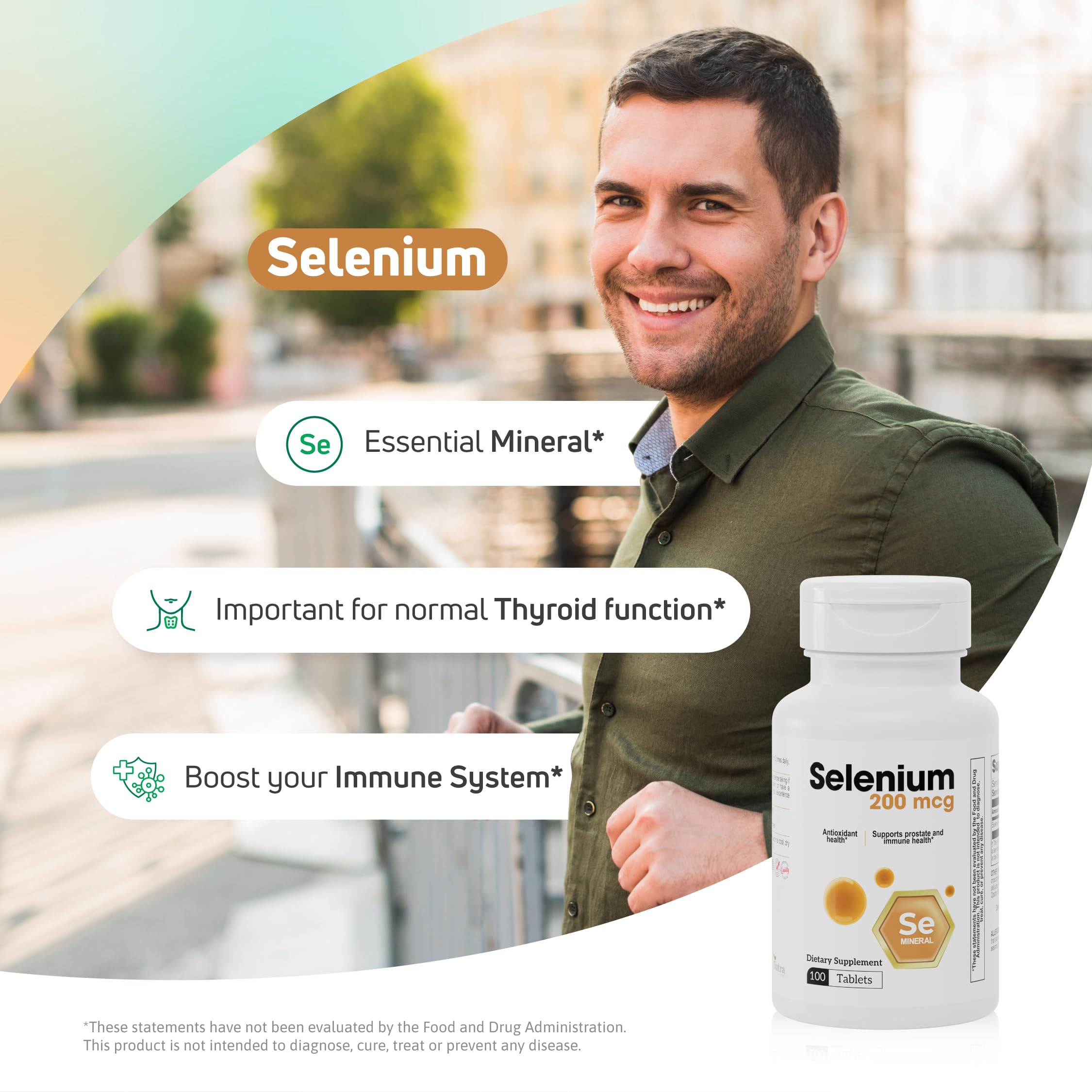 Nutra Nutrition Selenium 200 mcg Tablets bottle with label