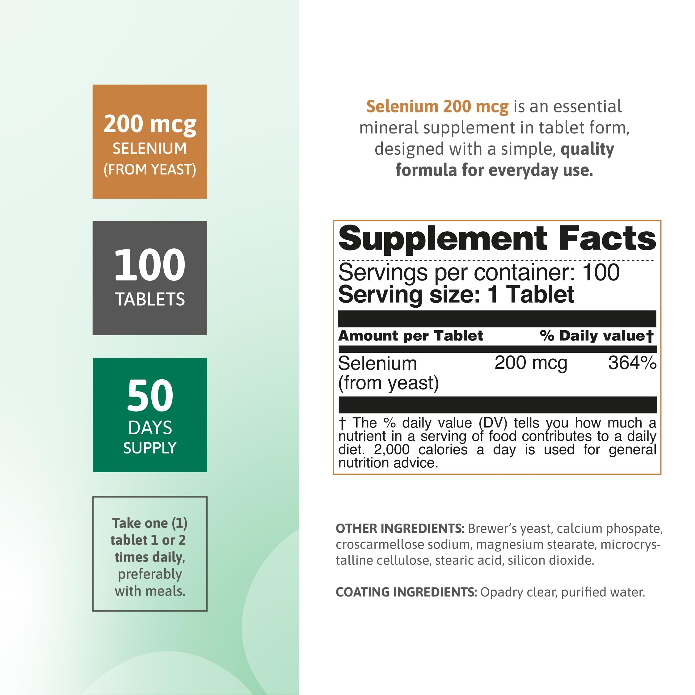 Nutra Nutrition Selenium 200 mcg Tablets side view