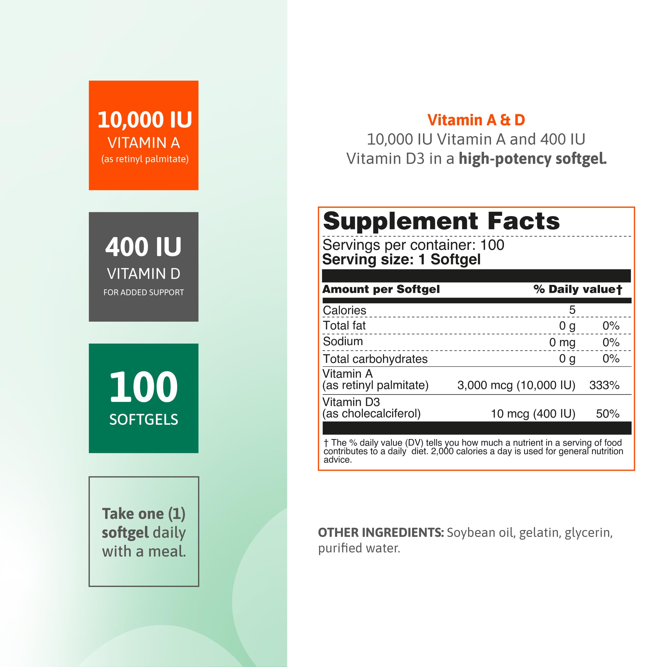 Nutra Nutrition Vitamin A & D Supplement softgel side view
