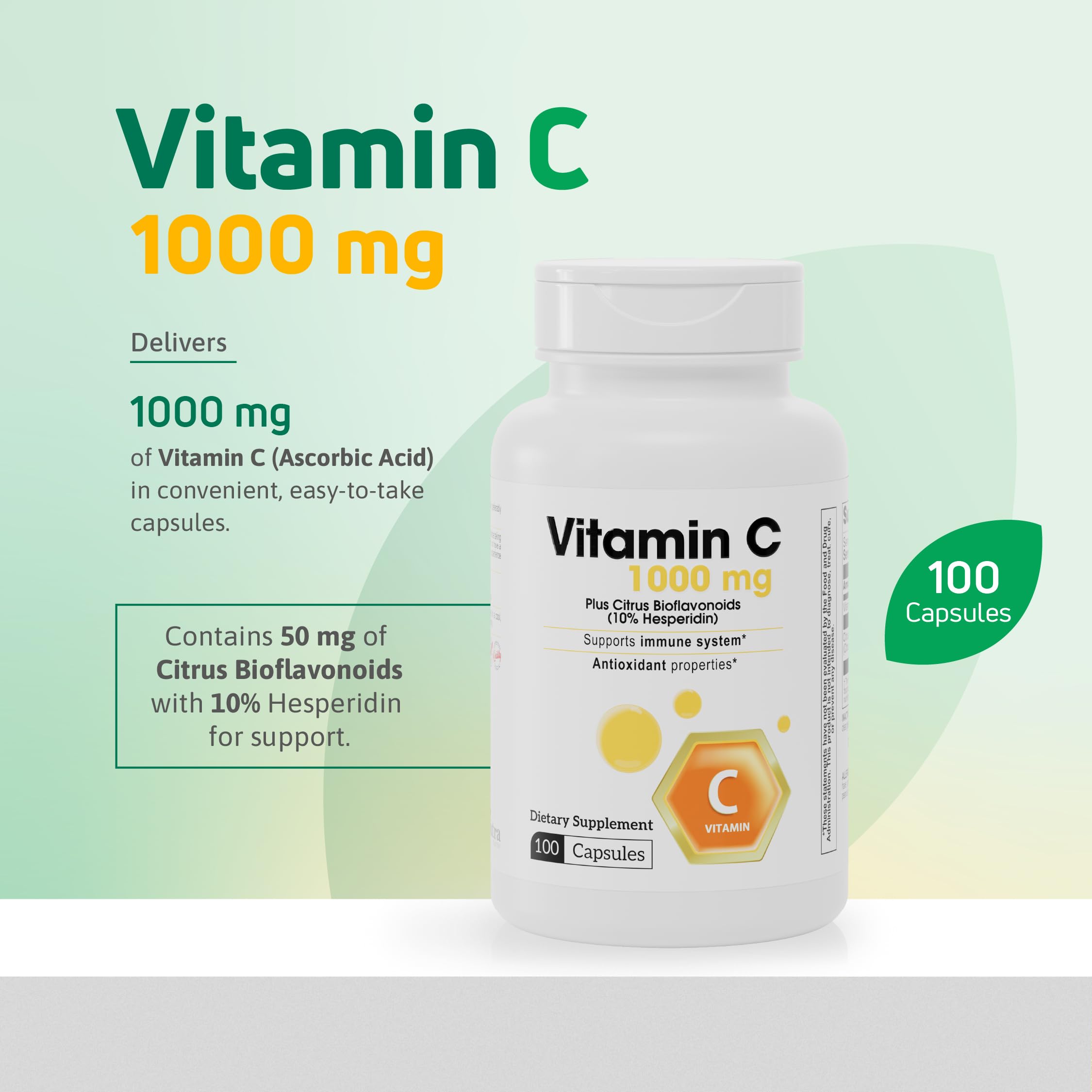 Nutra Nutrition Vitamin C 1000mg Capsules on a wooden table