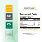 Nutra Nutrition Vitamin D3 Softgels 2000 IU back view