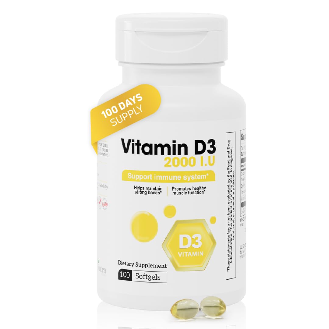 Nutra Nutrition Vitamin D3 Softgels 2000 IU front view