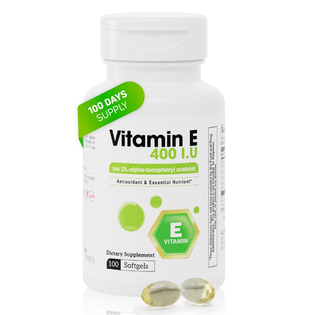 Nutra Nutrition Vitamin E Softgels 400 IU front view