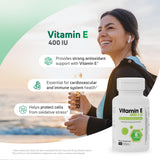 Nutra Nutrition Vitamin E Softgels on a wooden table