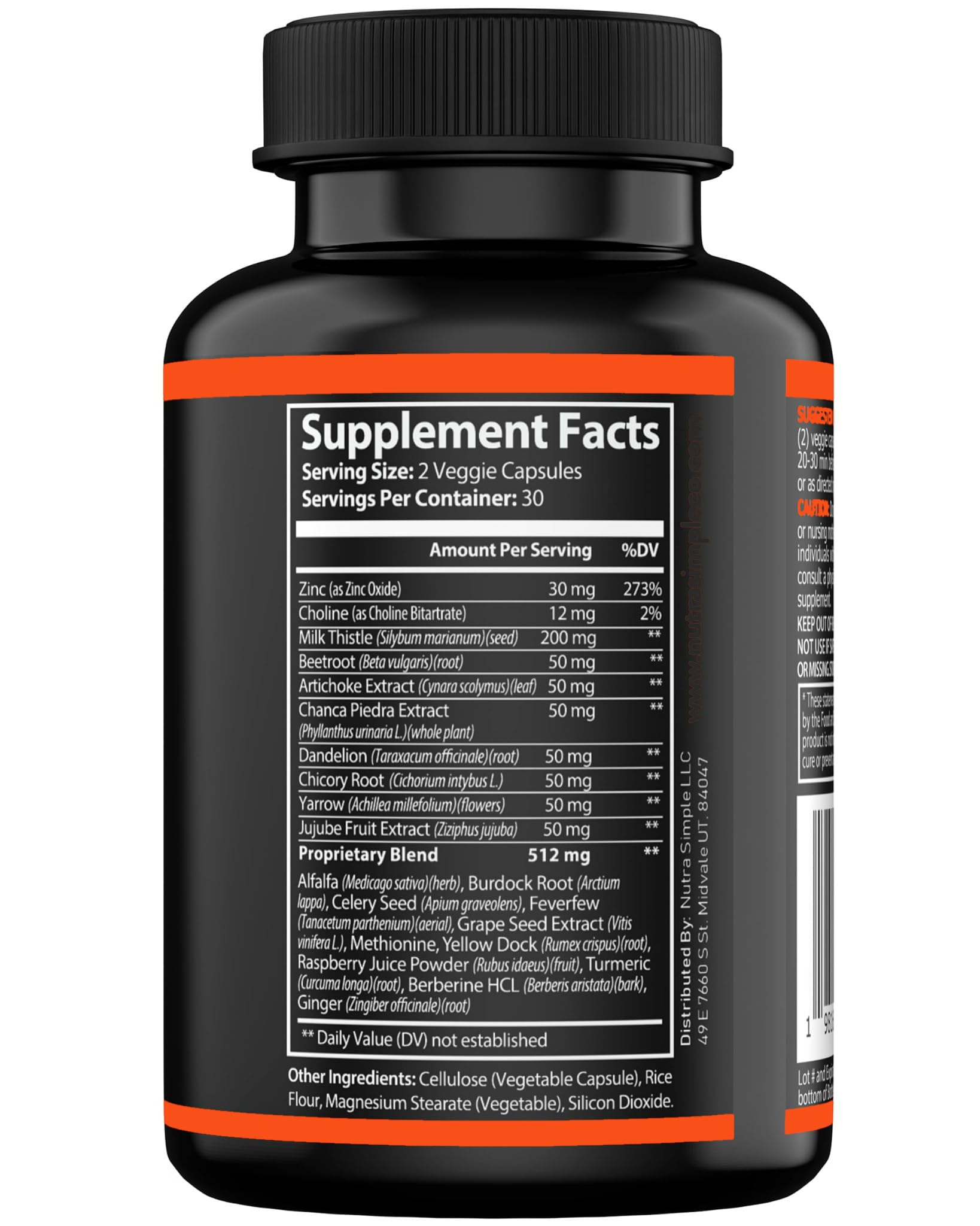 Nutra Simple Milk Thistle Supplement packaging details
