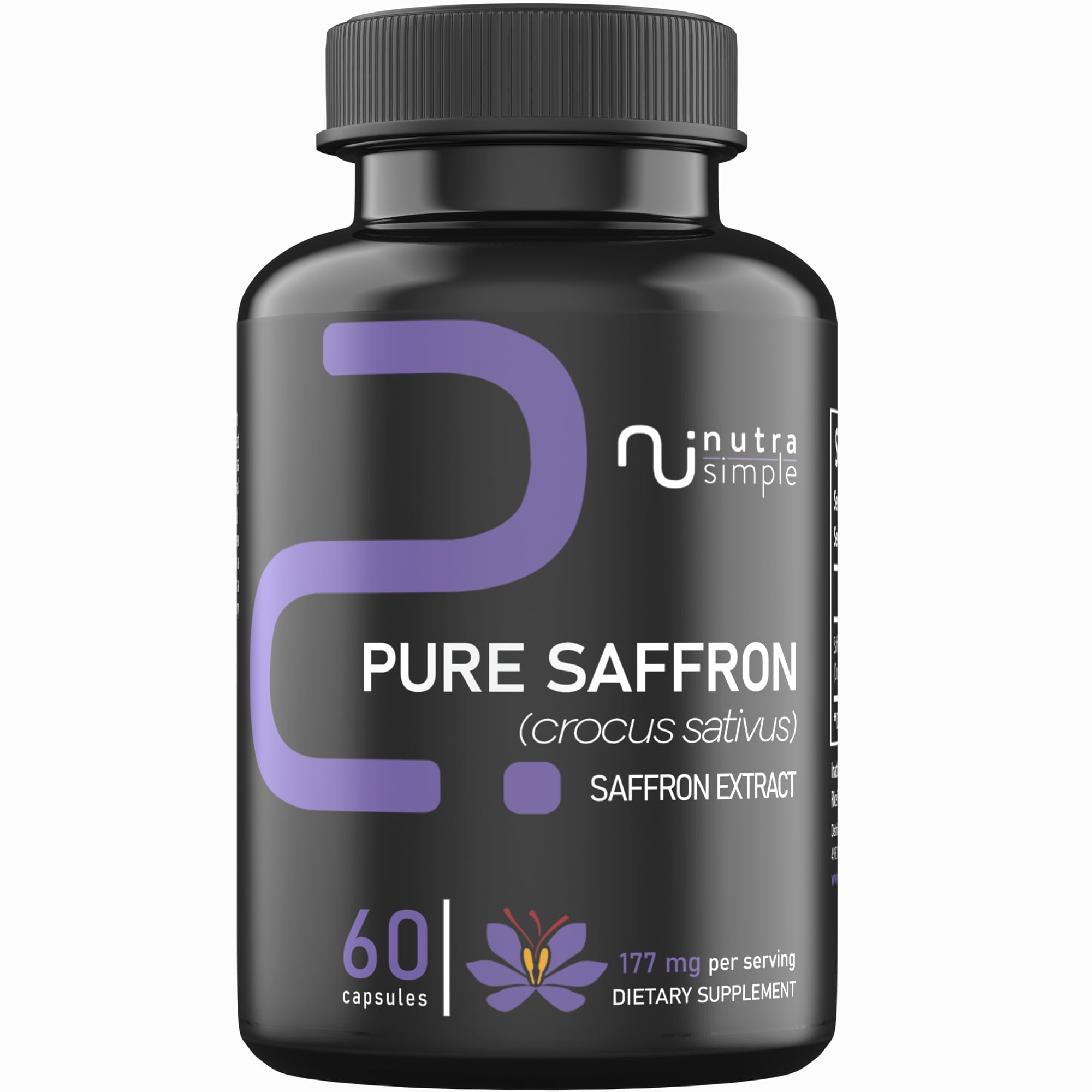 Nutra Simple Saffron Supplement 177mg front view of bottle