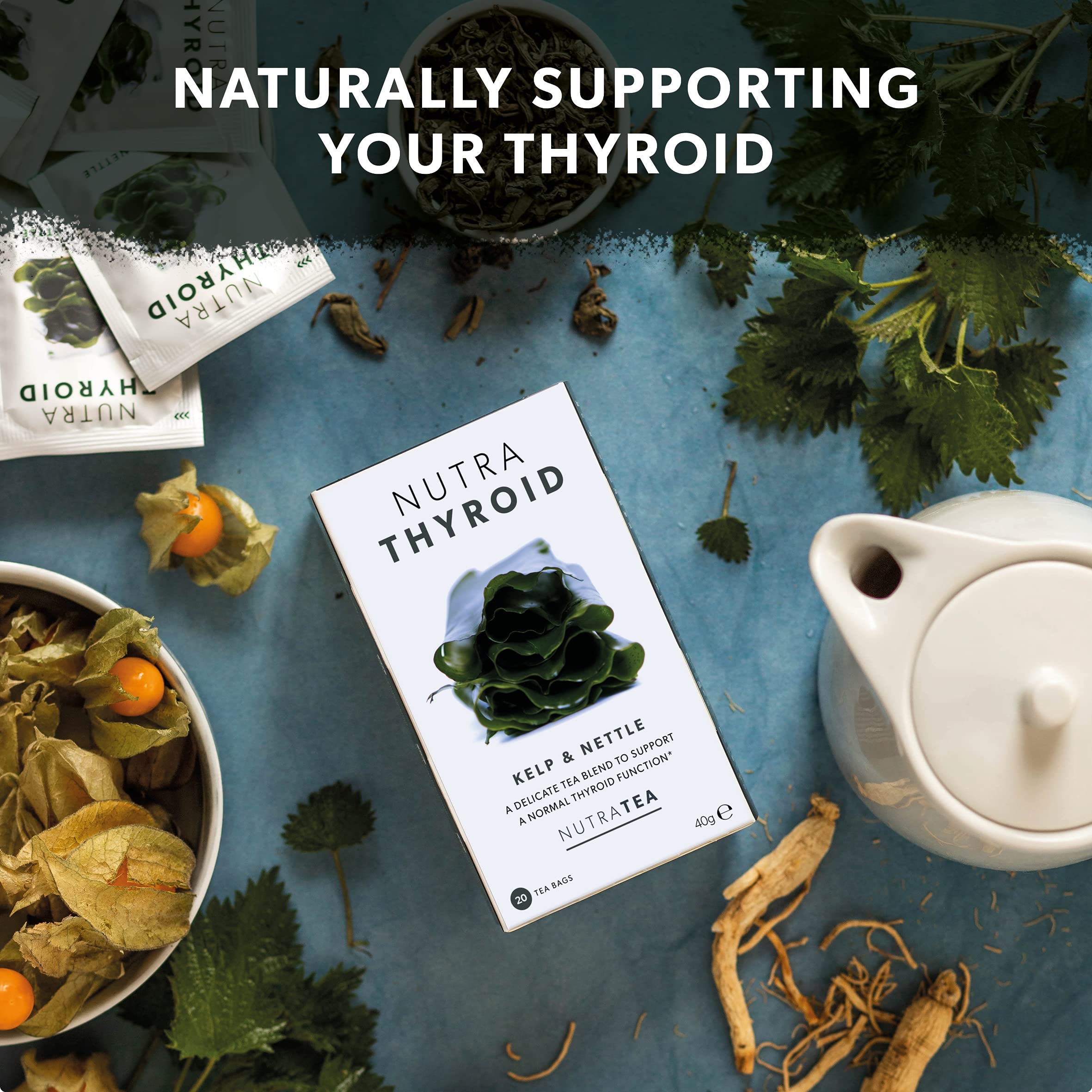 Nutra Tea Thyroid Extract Herbal Tea Blend tea bags displayed