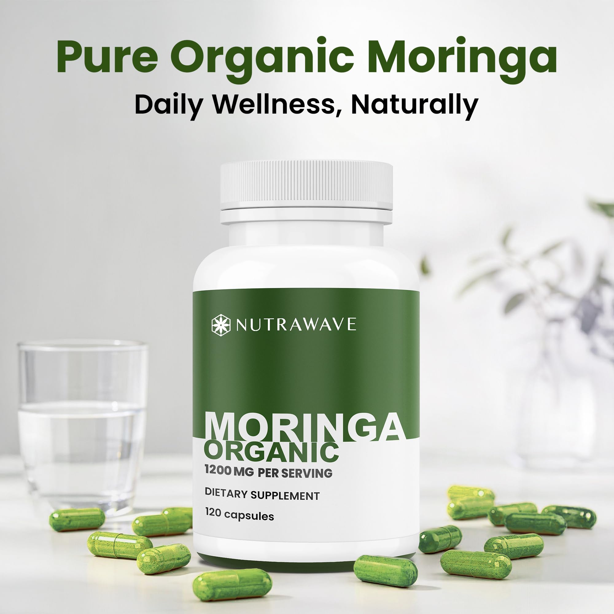 Nutra Wave Moringa Oleifera Capsules 1200mg capsules close-up