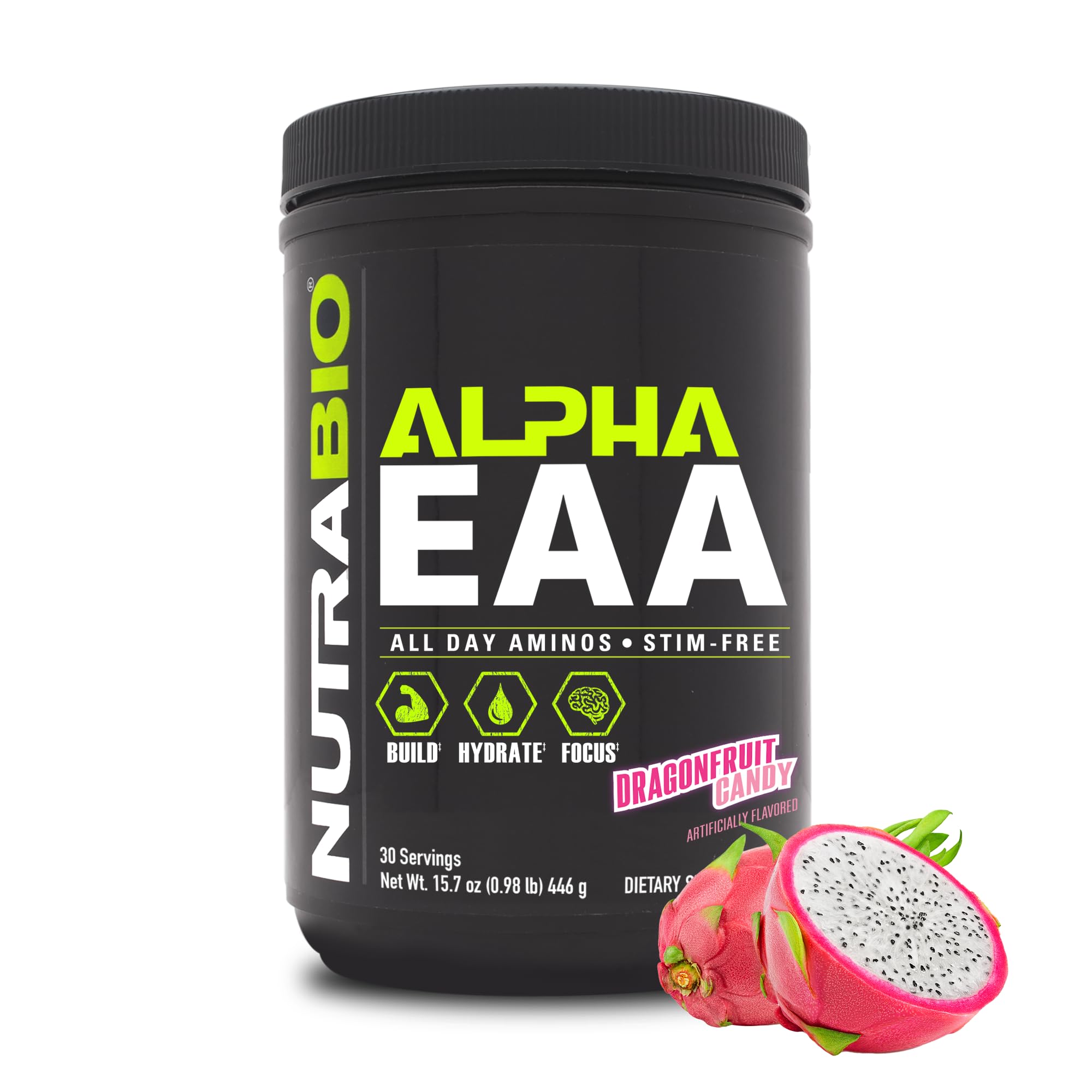 NutraBio Alpha EAA Powder 440g front view with label