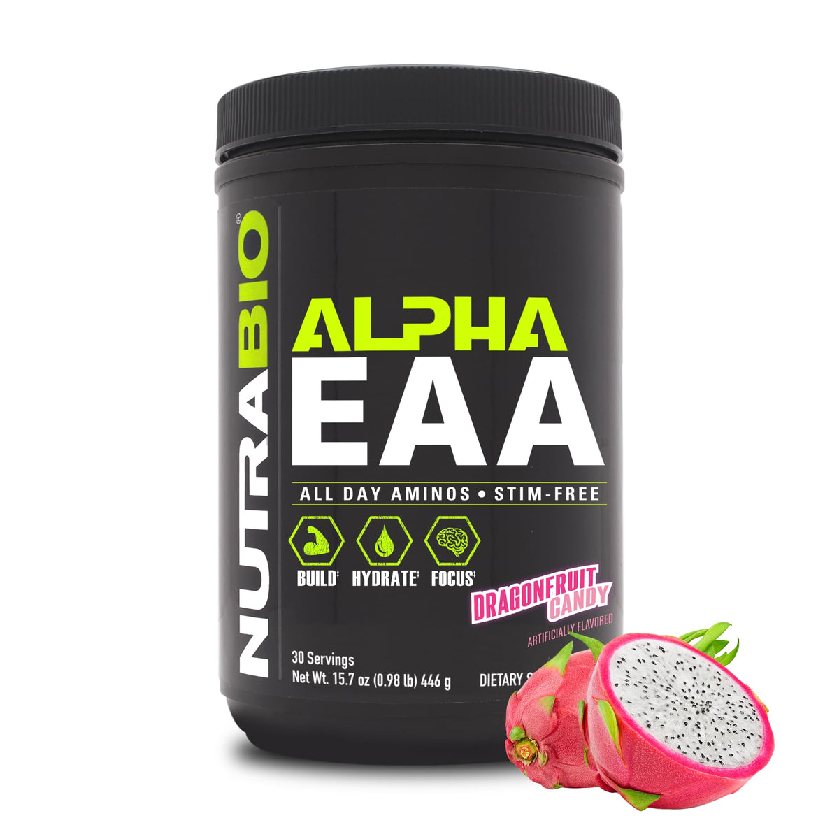 NutraBio Alpha EAA Powder 440g front view with label