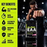 NutraBio Alpha EAA Powder 440g in a kitchen setting