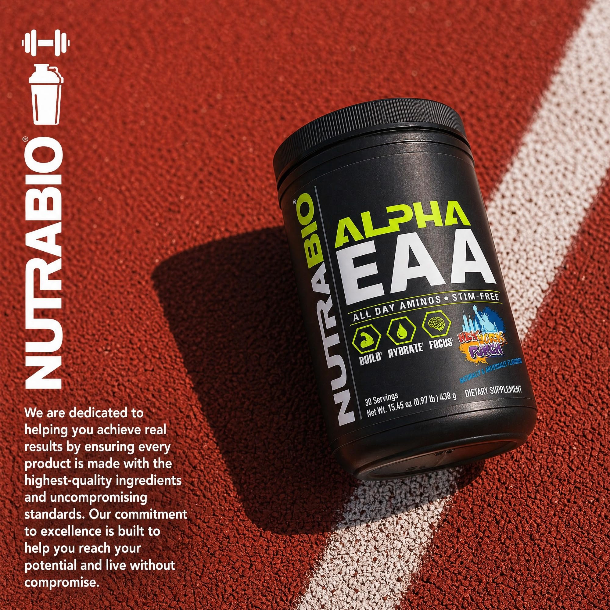 NutraBio Alpha EAA Powder 453g lifestyle scene