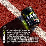 NutraBio Alpha EAA Powder 453g on a gym bench